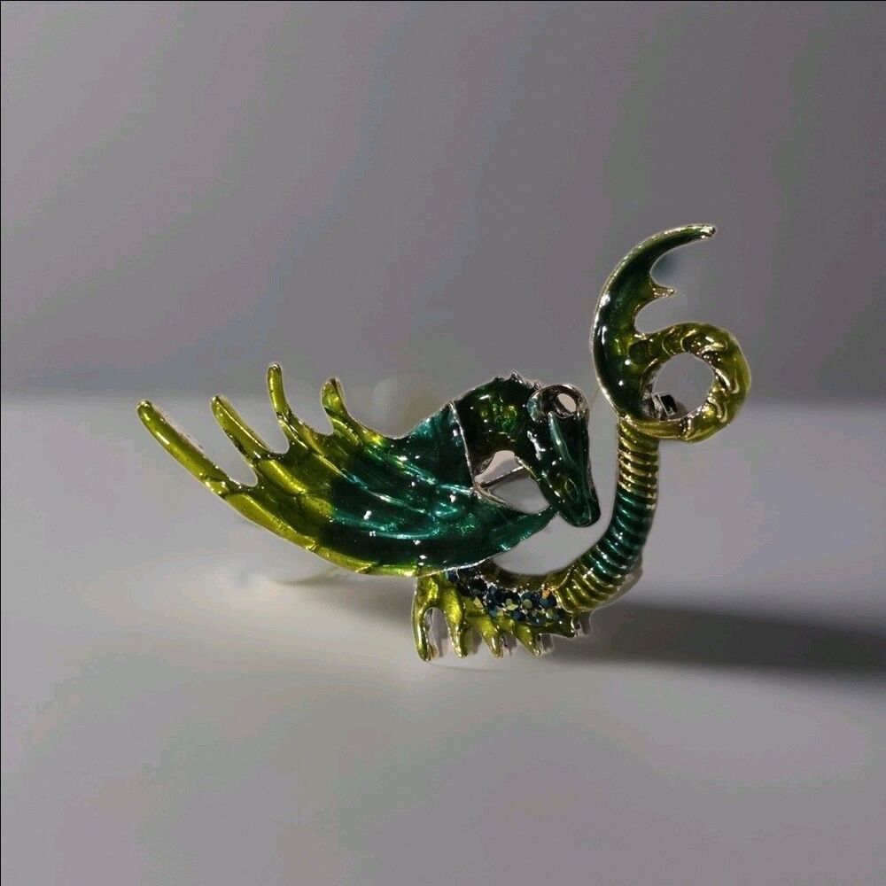 Green and Yellow Enamel Bird Brooch - Women Jewelry Brooches